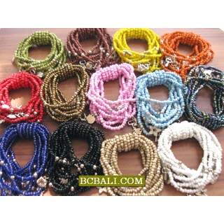 Beads Charm Bracelets Multi Strand Mono Color